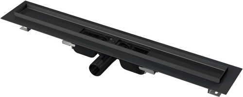 Alcaplast APZ101BLACK-650 BLACK Low zuhanyfolyóka peremmel perforált rácsokhoz, fekete-matt