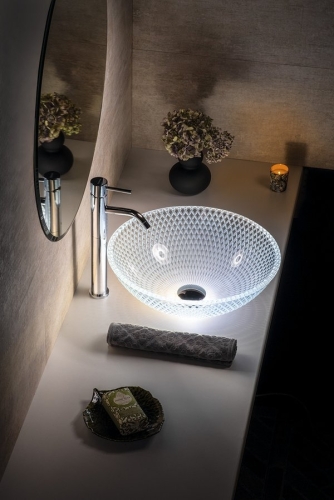 Sapho BEAUTY PUKETA 42 gravírozott üvegmosdó, átlátszó TY165