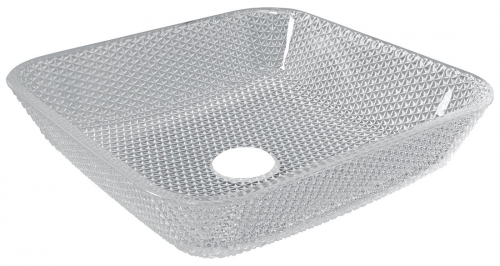 Sapho BEAUTY SKYFALL gravírozott üvegmosdó, 40x10,5x40cm, transzparent üveg TY190