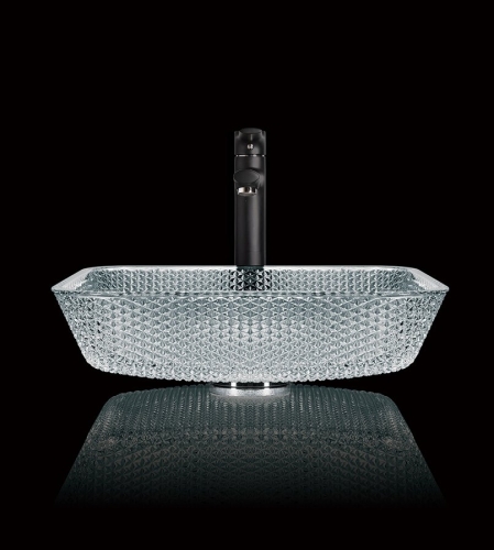 Sapho BEAUTY SKYFALL gravírozott üvegmosdó, 40x10,5x40cm, transzparent üveg TY190