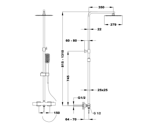 Mofém FLOW termosztátos zuhanyrendszer 512372800 (51.237.28.00)