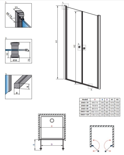 Radaway Eos DWD I 70 zuhanyajtó 137783-01-01