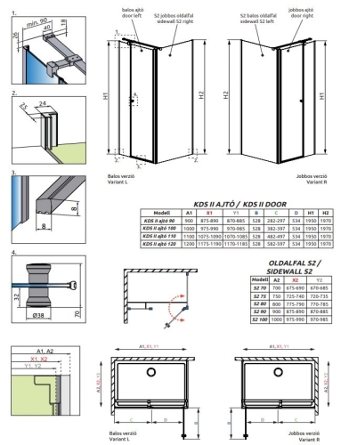 Radaway Eos KDS II 90J zuhanyajtó 13799481-01R