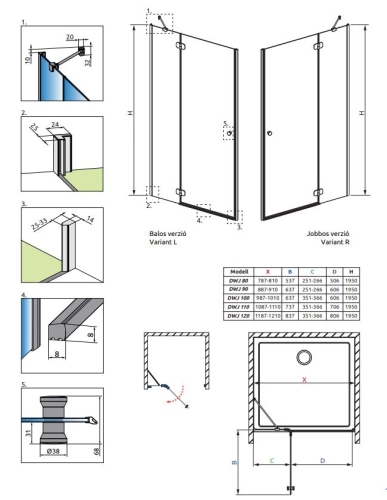 Radaway Torrenta DWJ 110J zuhanyajtó 132040-01-01