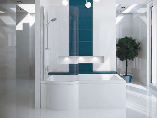 Besco INSPIRO 150x70 cm balos aszimmetrikus kád kádparavánnal WAI-150-NLE