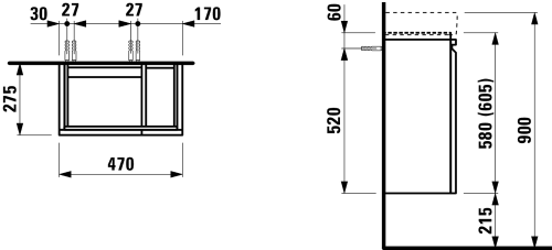Laufen Pro S alsószekrény 815955 tip. mosdóhoz, wenge H4830010954231