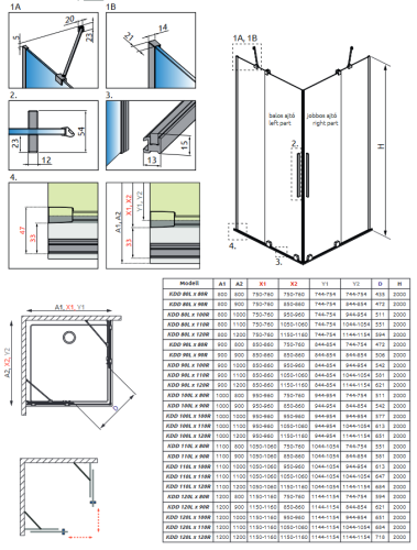 Radaway Furo Black KDD 120 J zuhanykabin (egy ajtó), jobbos 10105120-54-01R