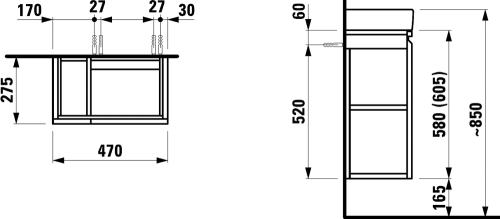 Laufen Pro S alsószekrény 815954 tip. mosdóhoz, wenge H4830020954231