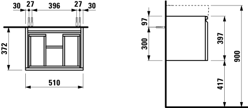 Laufen Pro S alsószekrény 818958 tip. mosdóhoz, wenge H4830210954231