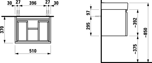 Laufen Pro S alsószekrény belső fiókkal 818958 tip. mosdóhoz, wenge H4830220954231