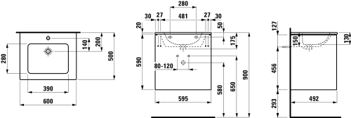 Laufen Pro S alsószekrény mosdóval, sötétbarna szil H8649602631041