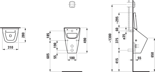 Laufen Vila leszívó rendszerű vizelde (tető nélkül) H8411410000001