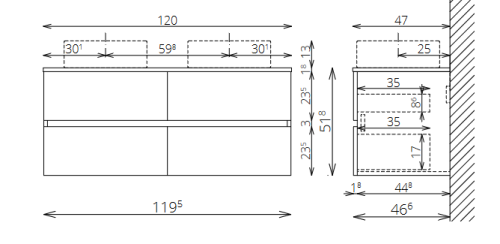 Tboss Breezy 120 fürdőszobabútor alsó szekrény mosdóval magasfényű fehér