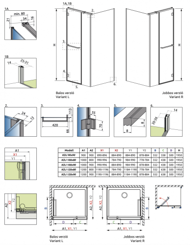Radaway Carena KDJ 90J*90 szögletes zuhanykabin 134402-01-01NR