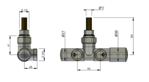 AREZZO design Spearpex radiátor szelep fekete, jobb AR-SPEARPEX-B-R
