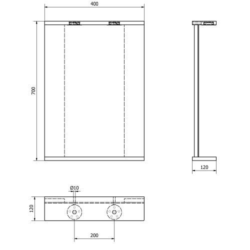 AQUALINE KORIN LED tükör világítással és polcokkal, 40x70x12cm KO345