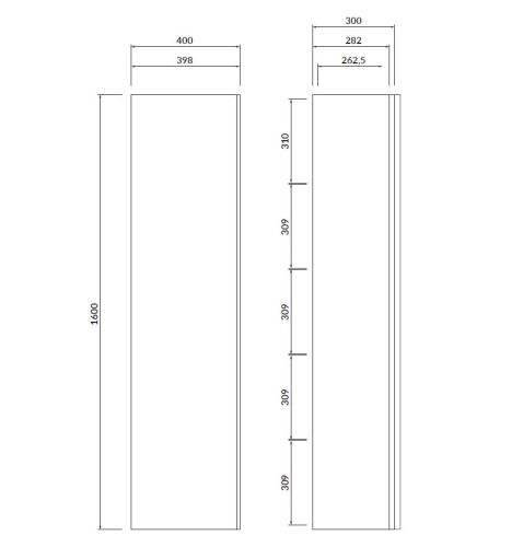 Cersanit Virgo 40 kiegészítő szekrény, fehér fekete fogantyúval S522-033