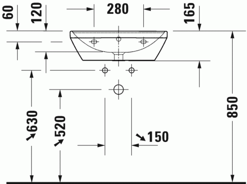 Duravit D-Neo mosdó 55x44 cm csaplyuk nélkül WonderGliss bevonat 23665500601
