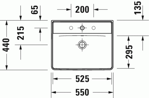 Duravit D-Neo mosdó 55x44 cm csaplyuk nélkül WonderGliss bevonat 23665500601