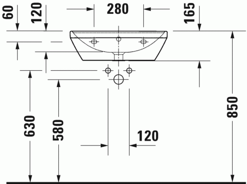 Duravit D-Neo mosdó 55x44 cm csaplyuk nélkül WonderGliss bevonat 23665500601