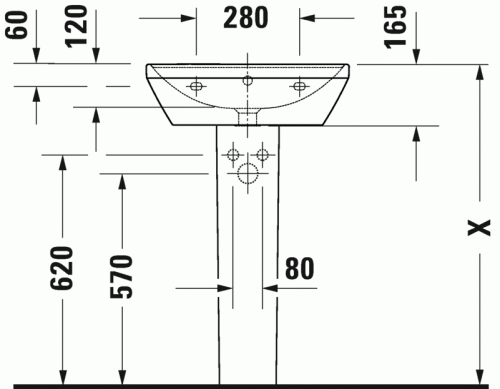 Duravit D-Neo mosdó 55x44 cm csaplyuk nélkül 2366550060