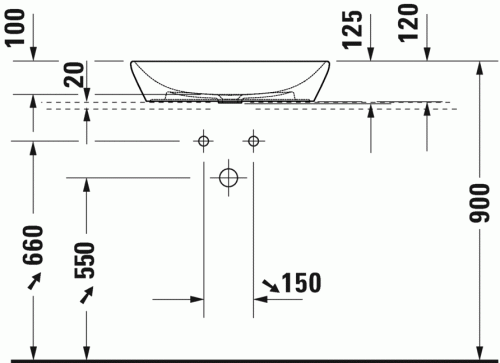 Duravit D-Neo pultra ültethető mosdó 60x40 cm 2372600070