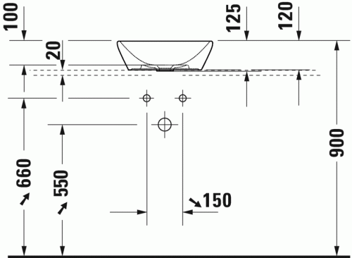 Duravit D-Neo pultra ültethető mosdó 40 cm WonderGliss bevonat 23714000701