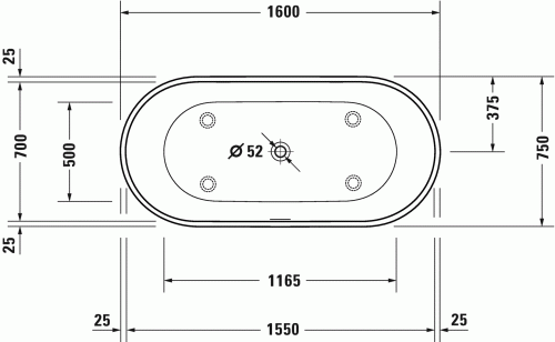 Duravit D-Neo 160x75 cm szabadonálló kád túlfolyóval 700477000000000 (700477)