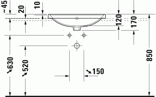 Duravit D-Neo beépíthető mosdó 60x44 cm 0357600027