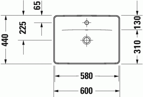 Duravit D-Neo beépíthető mosdó 60x44 cm 0357600027