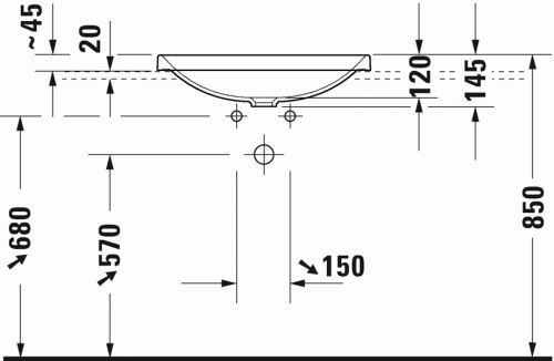 Duravit D-Neo beépíthető mosdó 60x44 cm WonderGliss bevonat 03586000791
