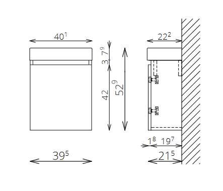 Tboss Sparta 40 alsószekrény kerámia mosdóval, natúr tölgy