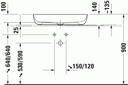 Duravit Luv 70x40 cm ráültethető mosdó, fehér WonderGliss bevonat 03797000001