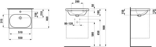 Laufen Lua mosdó 55x46 cm LCC felület H8100824001041