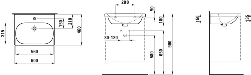 Laufen Lua mosdó 60x46 cm LCC felület H8100834001041
