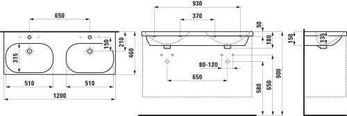 Laufen Lua dupla mosdó 120x46 cm H8140810001041