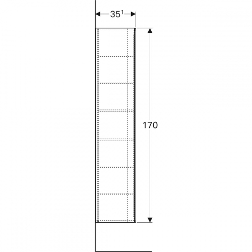 Geberit Xeno 170 magas kiegészítő szekrény egy ajtóval, magasfényű fehér 500.503.01.1