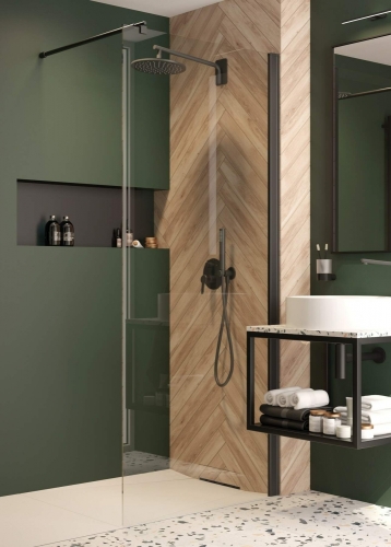 Deante Kerria Plus Walk-In 90 zuhanyfal, fekete KTS N39P