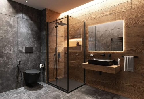 Deante Kerria Plus Walk-In 90 zuhanyfal, fekete KTS N39P
