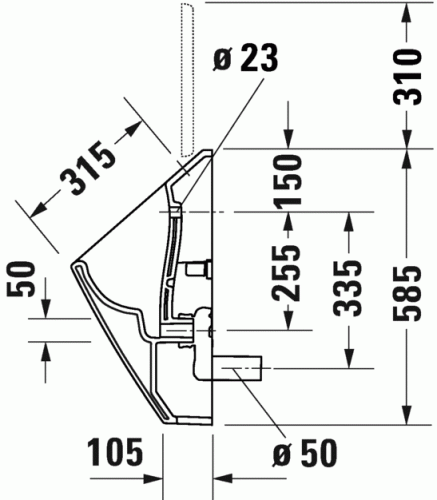 Duravit Viu piszoár (tetőhöz) WonderGliss felület 28163200001