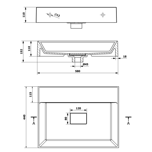 Sapho GODIVA 58x44cm öntöttmárvány mosdó csaplyuk nélkül, fehér GU058-0
