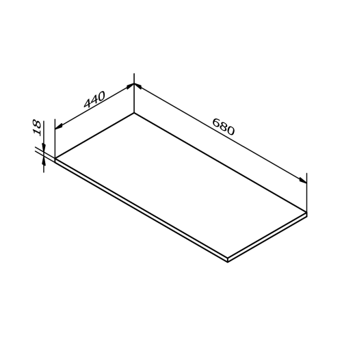 Sapho ODETTA pult, 680x18x440mm, DTDL, fényes fehér DT068-3030