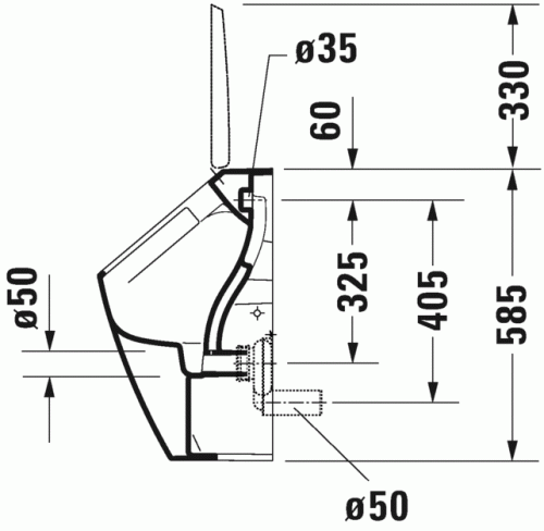 Duravit ME by Starck Öblítőperem nélküli Duravit Rimless piszoár WonderGliss felület 28123000001