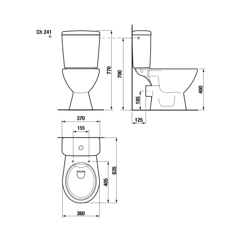Jika Lyra Plus perem nélküli kombinált wc oldalsó bekötésű tartállyal H8257260002411