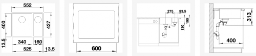 Blanco BLANCO SUBLINE 340/160-F excenter nélkül antracit 523568 (K)
