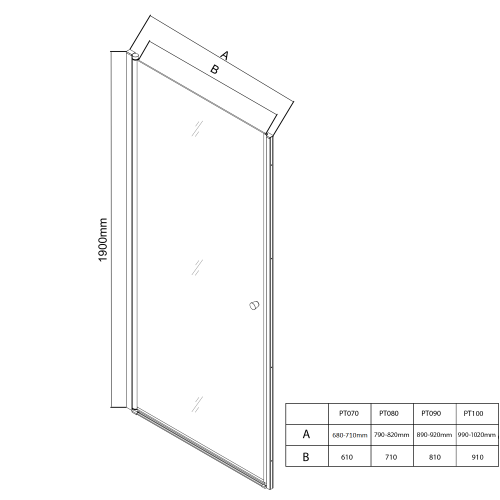 Sapho AQUALINE PILOT 70 cm nyílóajtó BRICK üveggel, króm PT070