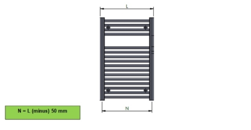Zehnder Aura egyenes fehér fürdőszobai csőradiátor 1217x500 mm PBN-120-050