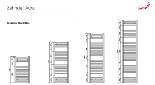 Zehnder Aura egyenes fehér fürdőszobai csőradiátor 1217x500 mm PBN-120-050