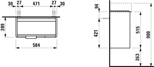 Laufen Base alsószekrény H815285 mosdóhoz szürke H4025521102661