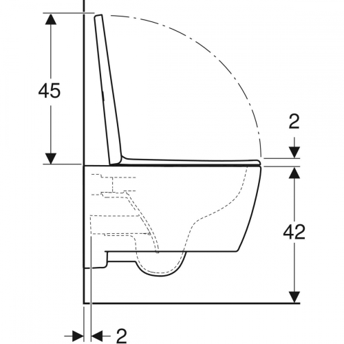 Geberit iCon fali WC mélyöblítésű, zárt forma, Rimfree, 53cm, matt fehér, lecsapódásgátlós, gyorskioldós WC-ülőkével 501.663.JT.1